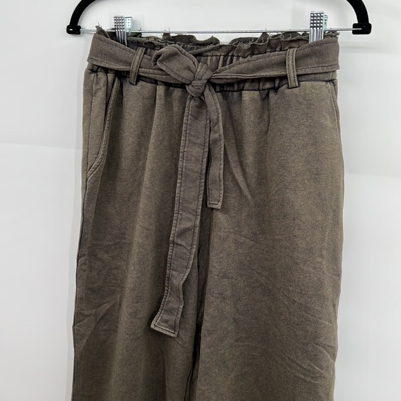🆕Charcoal French Terry Paperbag High Waist Wide Leg Pant Hem & Thread S, M & L - Picture 11 of 15